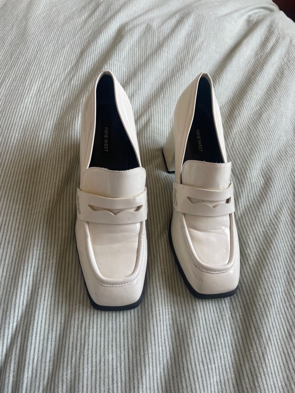 White Patent Nine West Loafers